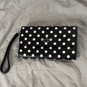 Kate Spade Black and White Polka Dot Clutch/phone wristlet!